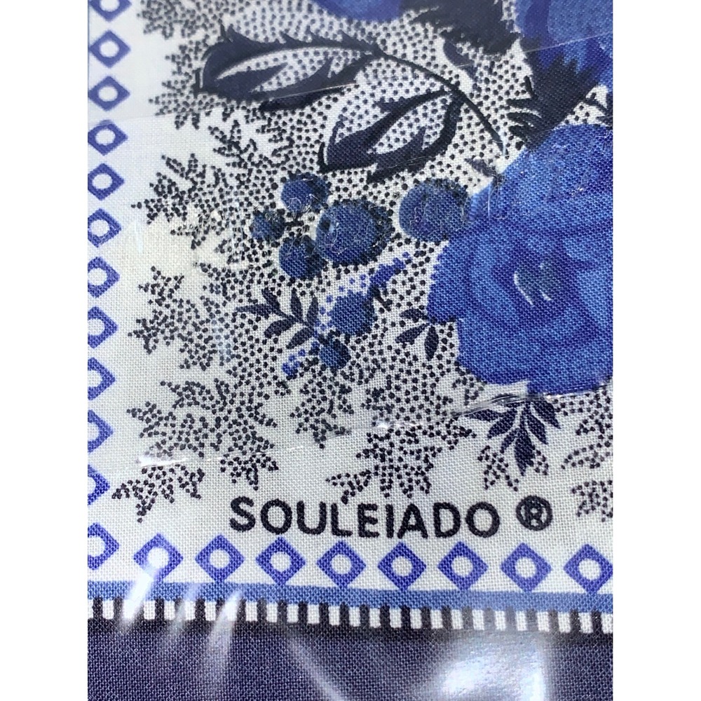 Souleiado Charles Demery Navy Blue Floral Rose Square Scarf Provencal France 33" - Picture 6 of 8